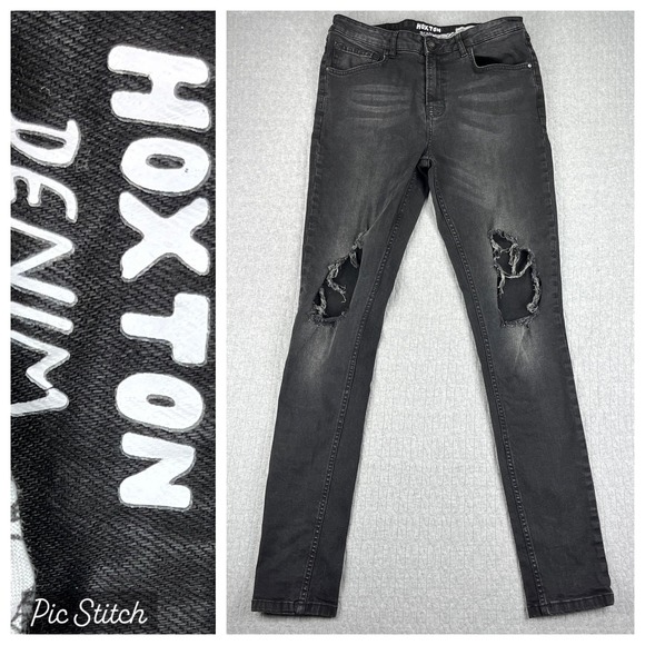 Hoxton Denim Other - Hoxton Denim Super Skinny Goth Core Punk Jeans Men 34x34 (30X33 Black Distressed